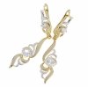 4503c Kolczyki złote cyrkonie eleganckie wiszące pozłacane 14K Bloom