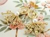 827 Kolczyki złote cyrkonia pozłacane 14k wiszące srebrny sztyft 925