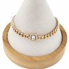 2450 Bransoletka cyrkonie złota 19cm pozłacana 18k Xuping