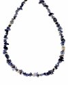 0341  Łańcuszek naszyjnik kamień naturalny sodalit lapis lazuli sieczka długi stal chirugiczna