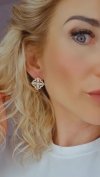 3247 Kolczyki złote pozłacane wtyczki 14K cyrkonie Viki Lady 