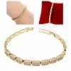 2578 Bransoletka złota elegancka 19cm cyrkonie pozłacana 14k Viki Lady