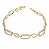 4664 Bransoletka złota elegancka cyrkonie 19cm pozłacana 14k Aisadi