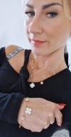 @1092 Bransoletka złota 18+3 stal chirurgiczna 316L celebrytka koniczynka