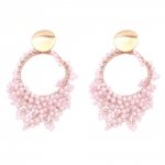 Golden earrings silk flowers