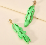 Golden earrings silk flowers