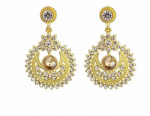 Golden earrings silk flowers