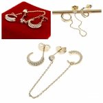 1003 Kolczyki złote pozłacane cyrkonie wiszące 14K Xuping