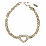 1328 Bransoletka elegancka złota 17+3cm pozłacana 14k serce