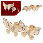 801b Złote kolczyki pozłacane cyrkonie 18k Xuping wtykane w ucho-sztyft motylki