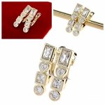 3877 Kolczyki złote pozłacane wiszące 14K cyrkonie 