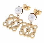 3175 Kolczyki złote stal chirurgiczna 316L nierdzewna celebrytki wiszące Viki lady perły