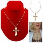 @260a Złoty łańcuszek naszyjnik 46+5 stal chirurgiczna 316L celebrytka krzyż