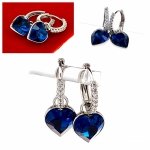 4509 Srebrne kolczyki Austrian Crystal pozłacane białym złotem wiszące serce