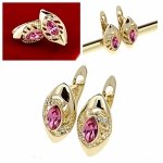 904a Kolczyki złote pozłacane wiszące 14K Xuping cyrkonie