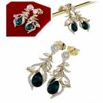 0162 Kolczyki złote pozłacane cyrkonie wiszące 14K Xuping Austrian Crystal