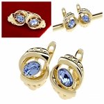 3884 Kolczyki złote pozłacane wiszące 14K Xuping cyrkonie