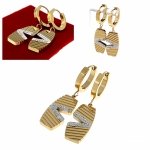 4456 Kolczyki złote stal chirurgiczna 316L wiszące nierdzewna cyrkonie