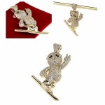 2921 Złota zawieszka cyrkonie błyszcząca pozłacana 14k Xuping miś