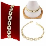 4773 Bransoletka złota elegancka cyrkonie 19cm pozłacana 14k Aisadi