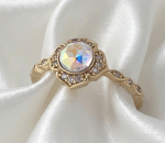 1916k Pierścionek złoty pozłacany 14k cyrkonie Austrian Crystal