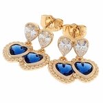 4492 Złote kolczyki pozłacane cyrkonie 18k Xuping wiszące 