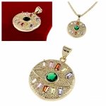 1423 Złota zawieszka błyszcząca pozłacana 14k oko proroka cyrkonie