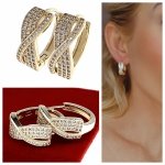 1696 Kolczyki złote pozłacane wiszące 14K cyrkonie Viki Lady 