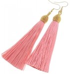 055 Kolczyki złote stal chirurgiczna chwosty celebrytki wiszące