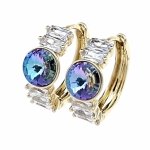 1674 Kolczyki złote pozłacane wiszące 14K cyrkonie Austrian Crystal