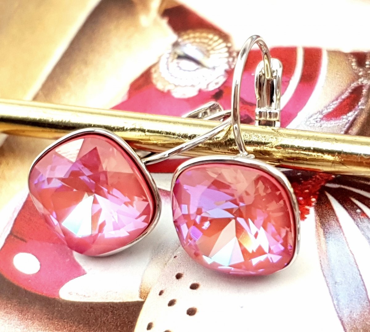 swarovski earrings with white gold plated Gold plated earrings Gold plated jewelry 18k Margo Bi uteria