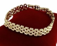 328e Bransoletka elegancka złota 16,5+2cm pozłacana 14k cyrkonie 