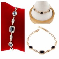 507a Bransoletka złota cyrkonie 19cm pozłacana 18k Xuping 