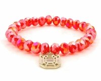 3721c Bransoletka stal chirurgiczna kryształki na gumce jubilerskiej 