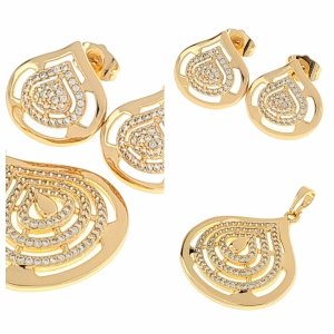 Gold vergoldet Set 18 Karat Ohrringe Anhänger Xuping