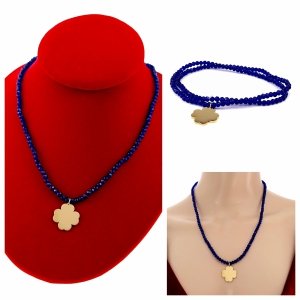 Necklace with sparkling glass crystals on a jewelry elastic chain