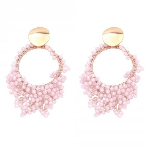 Golden earrings silk flowers