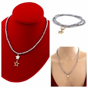 Necklace with sparkling glass crystals on a jewelry elastic chain