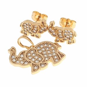 18k gold plated set pendant earrings xuping