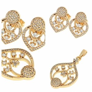 18k gold plated set pendant earrings xuping