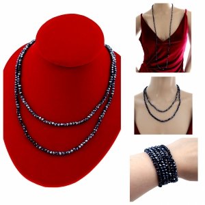 Necklace with sparkling glass crystals on a jewelry elastic chain