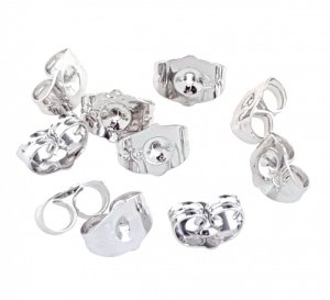 2x Silver Gold Plated White Gold Earring Caps Lamb