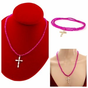 Necklace with sparkling glass crystals on a jewelry elastic chain