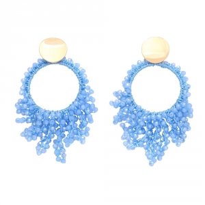 Golden earrings silk flowers