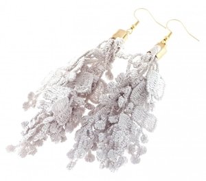 Golden earrings silk flowers