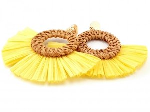 Golden earrings silk flowers