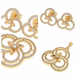 18k gold plated set pendant earrings xuping
