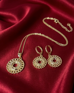 18k gold plated set pendant earrings xuping