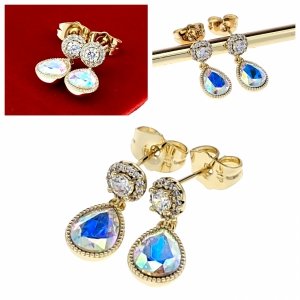 gold plated earrings with exclusive cubic zirconia