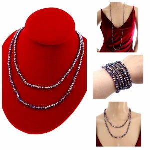 Necklace with sparkling glass crystals on a jewelry elastic chain